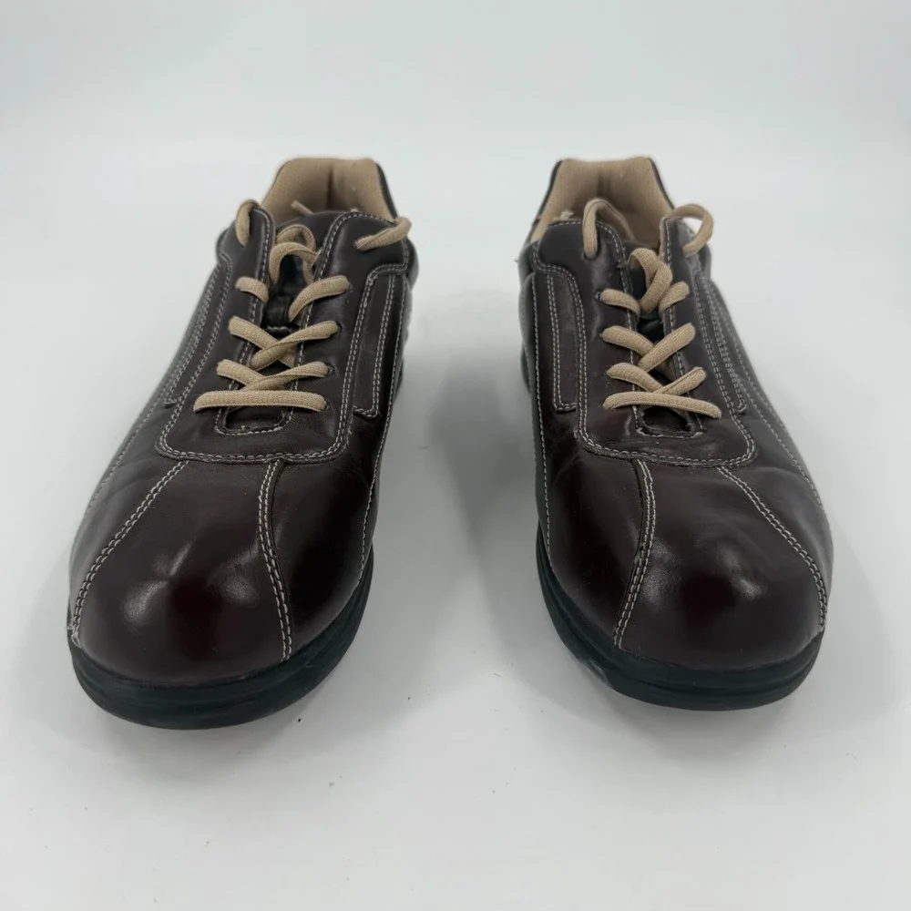 Dunlop Casual Oxford Shoes Mens US 10.5 Brown Synthetic Topstitch Detail Lace Up